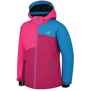 Dare2B Kid's Chancer Waterdicht en Ademend High Loft Geïsoleerde Ski- en Snowboard Jas met afneembare sneeuwrok en gelede mouw ontwerp Fuschia/Cyber Roze, 9-10