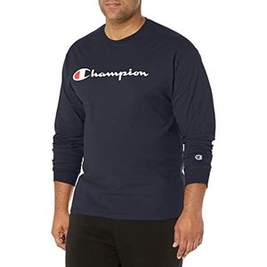 Champion Klassiek T-shirt met lange mouwen voor heren, Navy Script, M