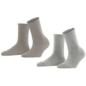 ESPRIT Dames Sokken Vertical Stripe 2-Pack W SO Katoen Gedessineerd Multipack 2 Paar, Veelkleurig (Sortiment 0030), 35-38