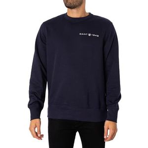 GANT Heren bedrukt Graphic C-Neck Sweat Sweatshirt, evening blue, XL