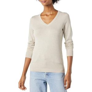 Amazon Essentials Dames klassieke pasvorm lichtgewicht trui met lange mouwen V-hals (verkrijgbaar in grote maten), havermout heather, XS