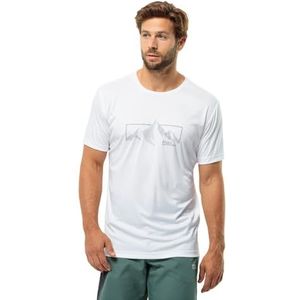 Jack Wolfskin Peak Graphic T M T-shirt, krachtig, wit, Krachtig wit, S