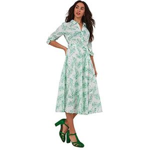 Joe Browns Dames groene bladprint stropdas taille zomer midi-jurk, veelkleurig, 6, Meerkleurig, 32