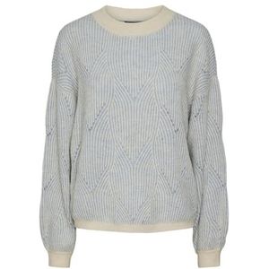 PIECES Dames Pcjenna Ls O-Neck Knit Noos Bc gebreide trui, Whitecap Grijs/Detail: faded Denim, L