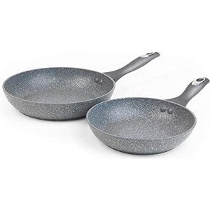 Salter BW04136G Marblestone Collection 2 Piece Frying Pan Set, Non Stick, 20/24cm, Cook Healthy, Suitable for All Hob Types Including Induction, Dishwasher Safe, Perfect For Meats, Eggs & Vegetables