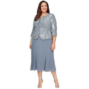 Alex Evenings Dames thee lengte moeder van de bruid jas jurk, formele evenementen, bruiloft gast maat, staal blauw, 18 Plus, Staal Blauw, 18 Plus
