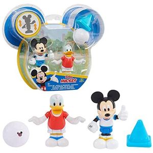 Mickey, 2 beweegbare figuren, 7,5 cm, met accessoires, voetbalthema, speelgoed voor kinderen vanaf 3 jaar, Mcc042