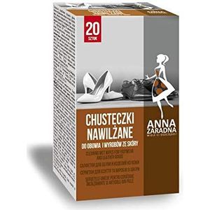 ANNA ZARADNA ST-AZ-030514 Vochtige doekjes, 20 stuks/zak voor leer, voor schoenverzorging en schoenreiniging, schoenen, poetsen en lederwaren, witte doeken, met bijenwas, gemaakt in de EU