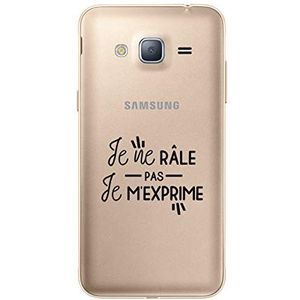 Zokko Beschermhoes voor Samsung J3 2016, met Frans opschrift Je ne Rasple Pas, Je m'Expression, zacht, transparant, zwarte inkt
