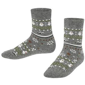 FALKE Unisex kinderen winter fair Isle sokken wol kasjmier dik patroon 1 paar, grijs (light grey 3400), 30