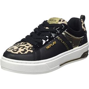 Replay Fusion JR Sneakers voor jongens en meisjes, 3027 zwart luipaardgoud, 29 EU