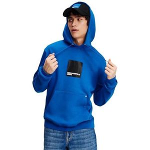Karl Lagerfeld Jeans, Heren, Box Logo Hoodie, Regular Fit, Blauw, M