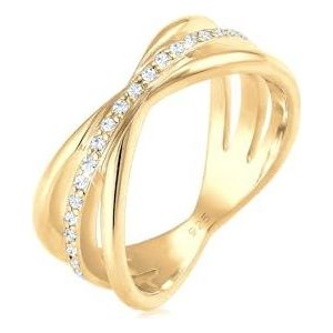 Elli Premium Ring Ring Wrap Kristallen 925 Sterling Zilver, L½ uk (52 EU), Zilver Goud Zilver, Kristal