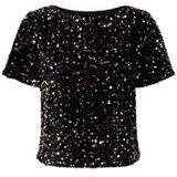 ONLY Onlanika SS Sequins Boot Top Wvn, zwart, M Dames, Zwart, M