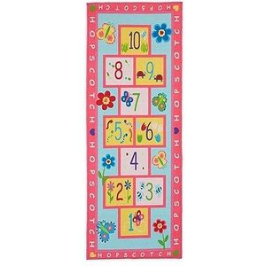 Relaxdays speelkleed hinkelbaan, kindervloerkleed met hinkelspel, 179 x 67 cm, speeltapijt voor kinderkamer, kleurrijk