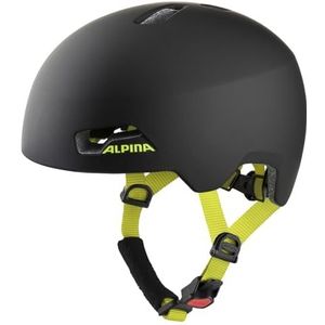 ALPINA Unisex - Kinderen, HACKNEY Fietshelm, black-neon yellow matt, 47-51 cm