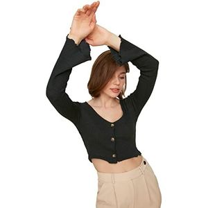 Trendyol Dames Anthracite Button met Gebreide Blouse, XS
