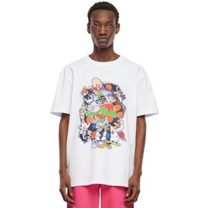 Mister Tee Upscale Space Jam Teamwork T-shirt voor heren, oversized T-shirt, oversized fit, streetwear, wit, 3XL