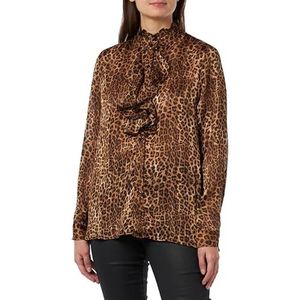 IDONY Damesblouse met ruches met luipaardprint 19523976-ID02, bruin, L, bruin, L