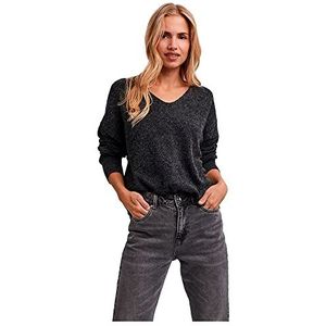 VERO MODA Dames Doffy trui met V-hals, Zwart/Detail:Melange, XS