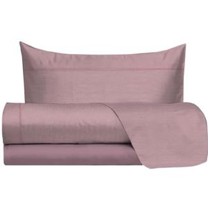 hermet Beddengoedset voor eenpersoonsbed, 100% katoen, voor eenpersoonsbed, patroon in linnenlook, bedlaken + hoeslaken + kussensloop