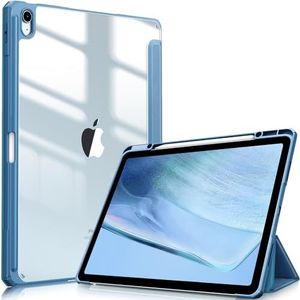 Fintie Hybride Hoes voor iPad Air 13 inch (M3) 2025 / (M2) 2024 met pennenhouder - stootvaste beschermhoes met transparante harde schaal op de achterkant,Dunstblauw