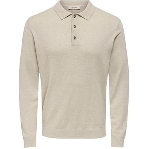 ONLY & SONS Onsloui Reg 12 Ls Mel Polo Knit, havermout, S