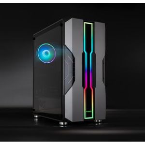 De TQGCC103-B ""NightCity"" half-towerbehuizing is ideaal voor gamers en beschikt over een elegant design in zwart, ruime binnenruimtes voor hoogwaardige componenten en ventilatiesystemen