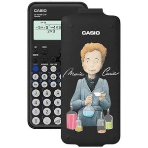 Casio FX-82SP CW Wetenschappelijke rekenmachine met Marie Curie geïllustreerd door Raquel Riba Rossy, aanbevolen voor het Spaanse en Portugese cv, 5 talen, meer dan 300 functies, donkergrijs