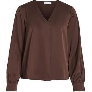 Vila Dames Viellette V-hals L/S Top-Noos blouse met lange mouwen, Gesloten chocolade, 36