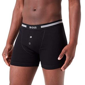 BOSS Heren Trunk BF Original geribbelde katoenen boxershorts met logo op de tailleband, zwart 1, S