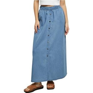 Urban Classics Lange brede denim rok voor dames, Skyblue Washed, 4XL