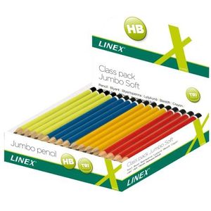 Linex Jumbo-potloden, driehoekig, HB, displaybox, diverse kleuren, 80 stuks