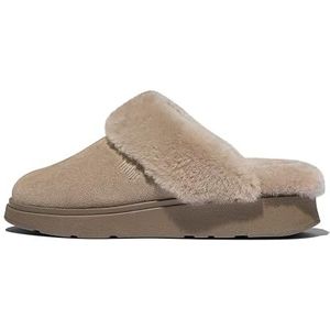 Fitflop Dames GEN-FF Shearling-kraag suède slippers, taupe, 3 UK, Taupe, 36 EU