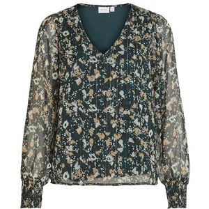 Vila Dames Vifalia ALA Ponderosa L/S Top/Lc blouse met lange mouwen, groen, 38