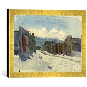 Ingelijste foto van Karl plaatstaal ""Pompejaanse straat"", kunstdruk in hoogwaardige handgemaakte fotolijst, 40x30 cm, goud raya