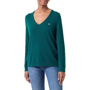 GANT Extra fijne lamswol met V-hals, deep forest, S