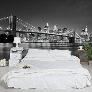 Apalis 94735 vlies/fotobehang Nighttime Manhattan Bridge II breed | vliesbehang wandbehang muurschildering foto 3D fotobehang voor slaapkamer woonkamer keuken | Maat: 290x432 cm