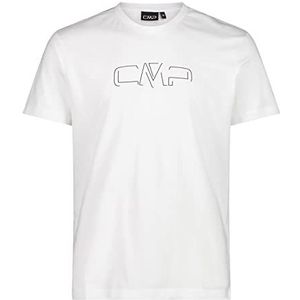 CMP Heren Stretch T-shirt met logo van katoen Art.32d8147p, Wit-B.Blue, 52 NL