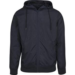 Build Your Brand Windrunner Herenjas met capuchon en ritssluiting, windbreaker verkrijgbaar in vele kleuren, maten S - 5XL, marine/marine, 3XL