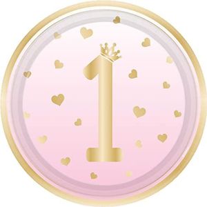 amscan 8 borden * 1e verjaardag * eerste verjaardag van een meisje | Amerikaanse serie: Pink Ombre | Eerste kinderverjaardag papieren borden feestborden