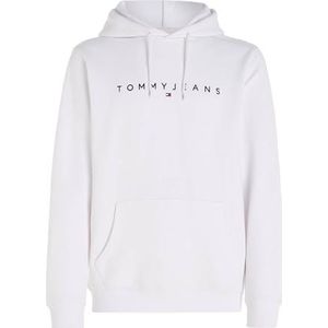 Tommy Jeans TJM Reg Linear Logo Hoodie Ext, Wit, M