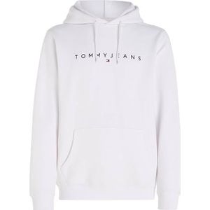 Tommy Jeans TJM Reg Linear Logo Hoodie Ext, Wit, L