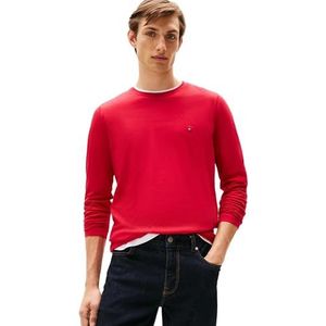 Tommy Hilfiger - Heren T-shirts met lange mouwen - Heren T-shirts - Tommy Hilfiger Heren T-shirts - Stretch Slim Fit Lange Mouw T-shirts Mannen, Rood (Medium Rood), 3XL grote maten