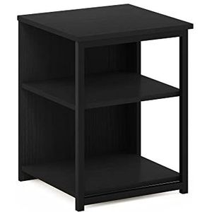 Furinno Einde, bijzettafel, nachtkastje, ontworpen hout, Americano/zwart, 38,6 (B) x 51,1 (H) x 39,9 (D) cm
