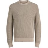 JACK & JONES Jcomotion Knit Wash Crew Neck, Desert Taupe, L