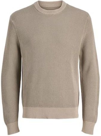 JACK & JONES Jcomotion Knit Wash Crew Neck, Desert Taupe, L