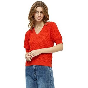 Peppercorn Rosalia V-hals Halve Mouw Gebreid T-shirt | Oranje T-shirts voor Dames UK | Lente T-shirt | Maat XL