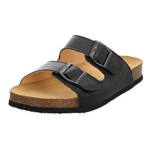 Think! heren WOLFI chromfrei gegerbte nachhaltige Pantolette, SCHWARZ 0000