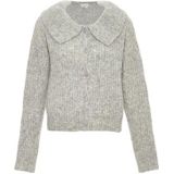 Jalene Stijlvolle gebreide trui met ruches revers grijs melange maat XS/S, grijs melange, XS